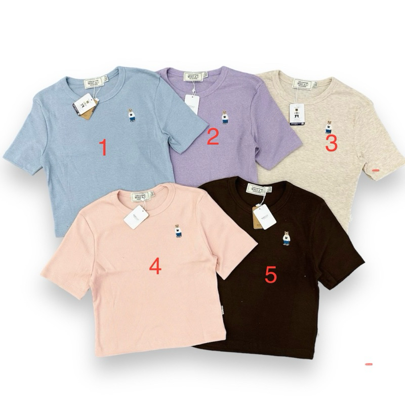 Áo thun croptop lửng whoau thêu gấu dễ thương vnxk