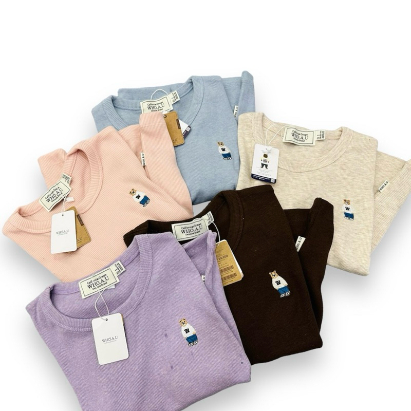 Áo thun croptop lửng whoau thêu gấu dễ thương vnxk