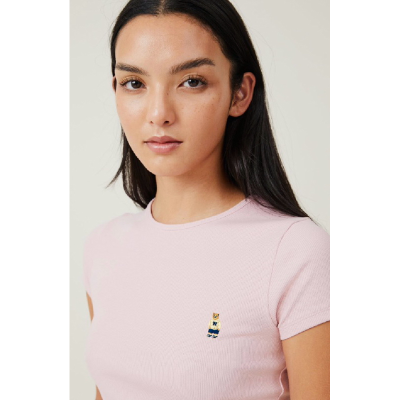 Áo thun croptop lửng whoau thêu gấu dễ thương vnxk