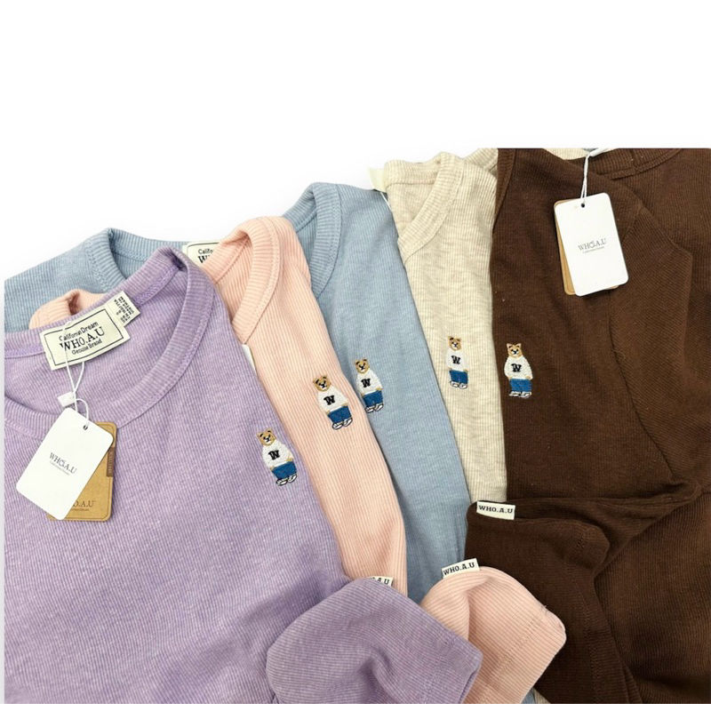 Áo thun croptop lửng whoau thêu gấu dễ thương vnxk