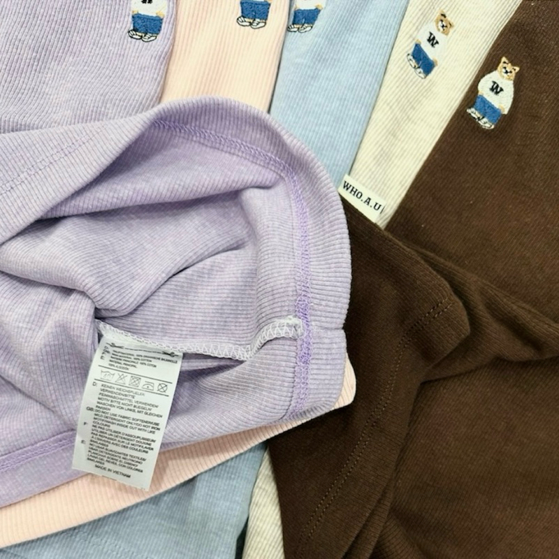 Áo thun croptop lửng whoau thêu gấu dễ thương vnxk