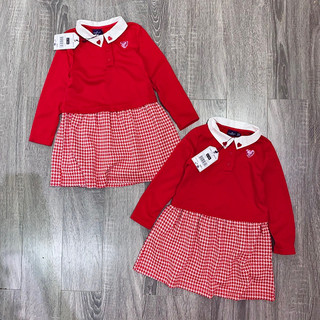 Váy đầm polo màu đỏ cổ thêu tim xuất dư xịn