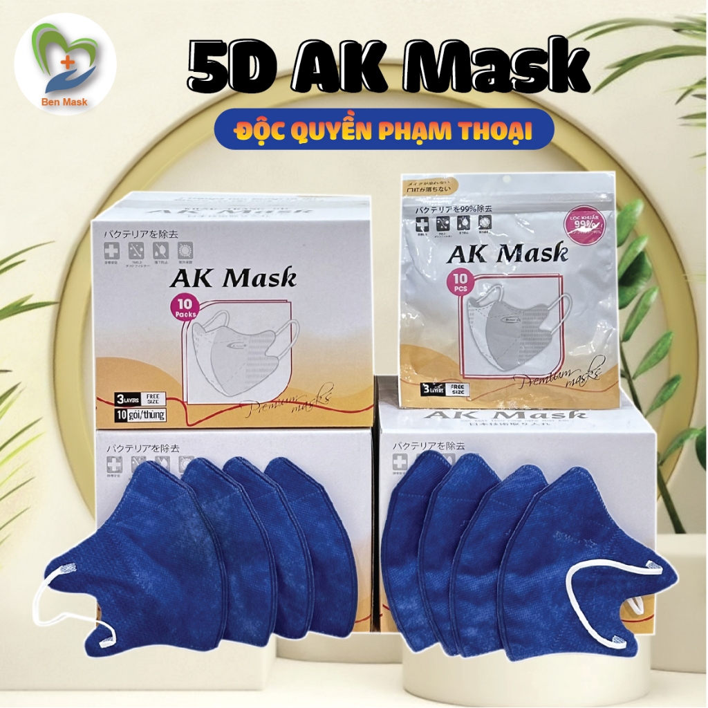 [Phạm Thoại] Thùng 300 Chiếc Khẩu Trang 5D AK Mask, Khẩu Trang Y Tế 3 Lớp Cao Cấp  Chính Hãng, 30 Túi