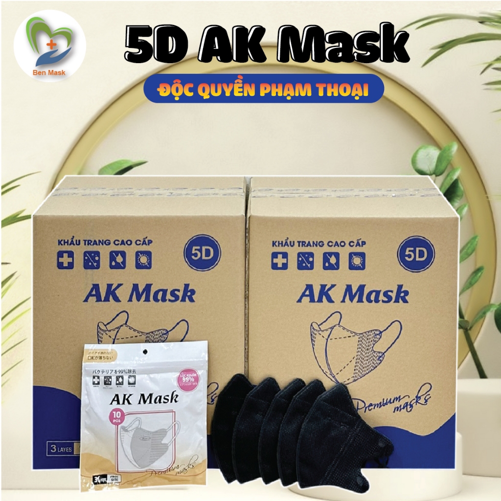 [Phạm Thoại] Thùng 300 Chiếc Khẩu Trang 5D AK Mask, Khẩu Trang Y Tế 3 Lớp Cao Cấp  Chính Hãng, 30 Túi