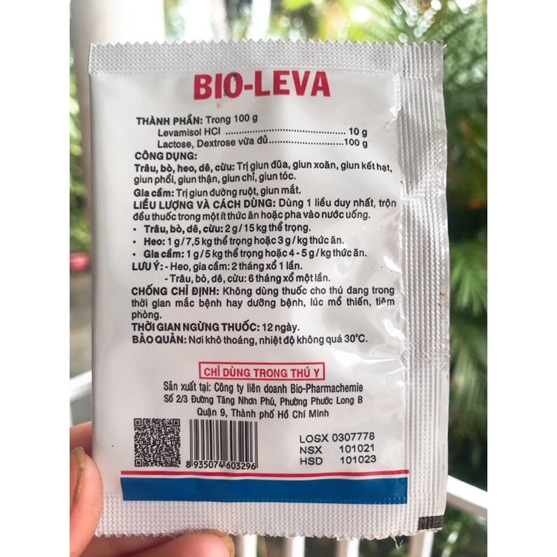 BIO-LEVA gói 10g xổ lãi gia súc gia cầm