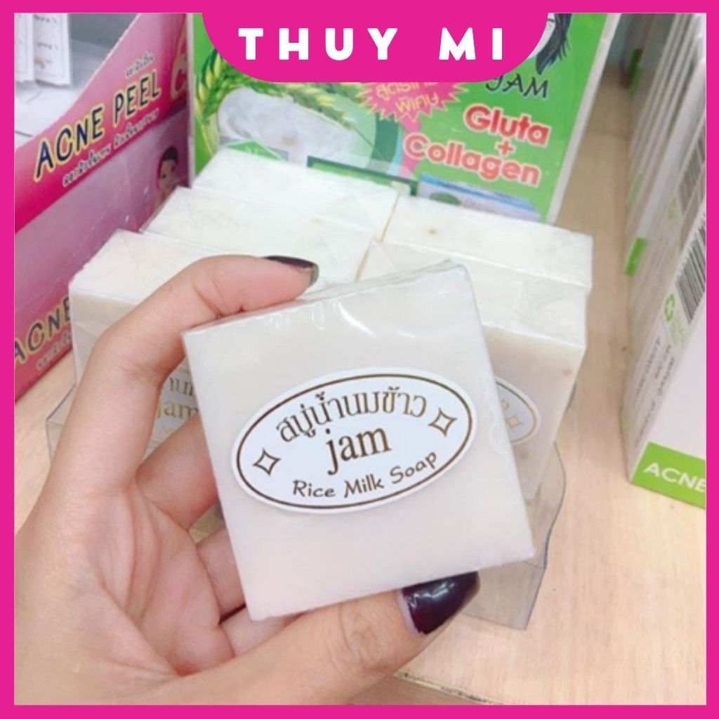 Xà phòng tắm trắng da cám gạo Thái Lan Jam Rice Milk Soap