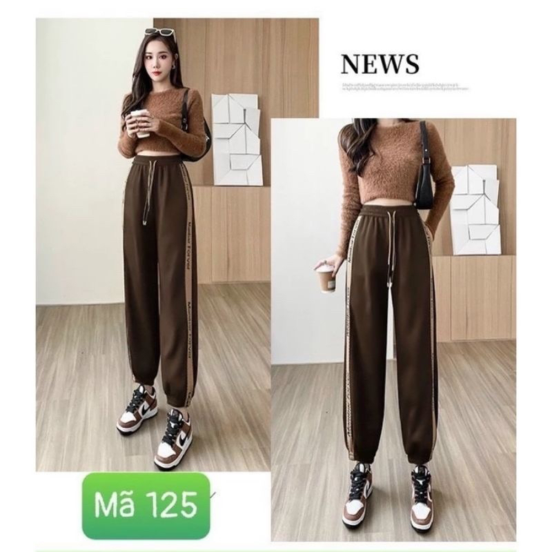 Quần jogger thể thao mì nỉ bo gấu kẻ sọc phong cách HQ- Mẫu mới