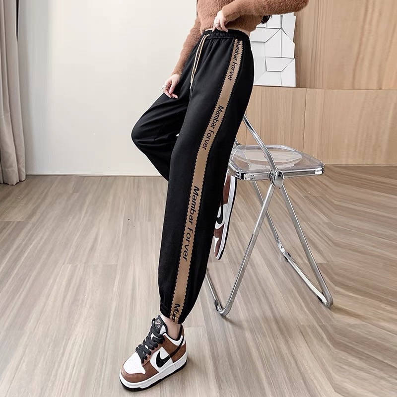 Quần jogger thể thao mì nỉ bo gấu kẻ sọc phong cách HQ- Mẫu mới