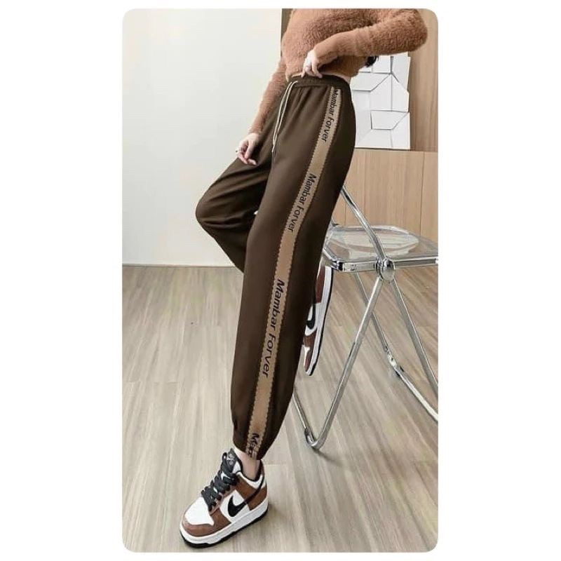 Quần jogger thể thao mì nỉ bo gấu kẻ sọc phong cách HQ- Mẫu mới