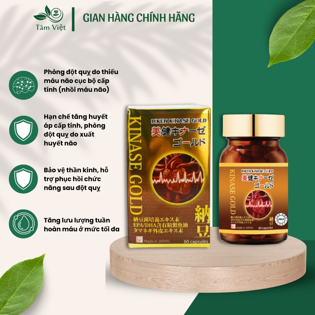 Viên uống Biken Kinase Gold hỗ trợ ngăn ngừa các triệu chứng đột quỵ