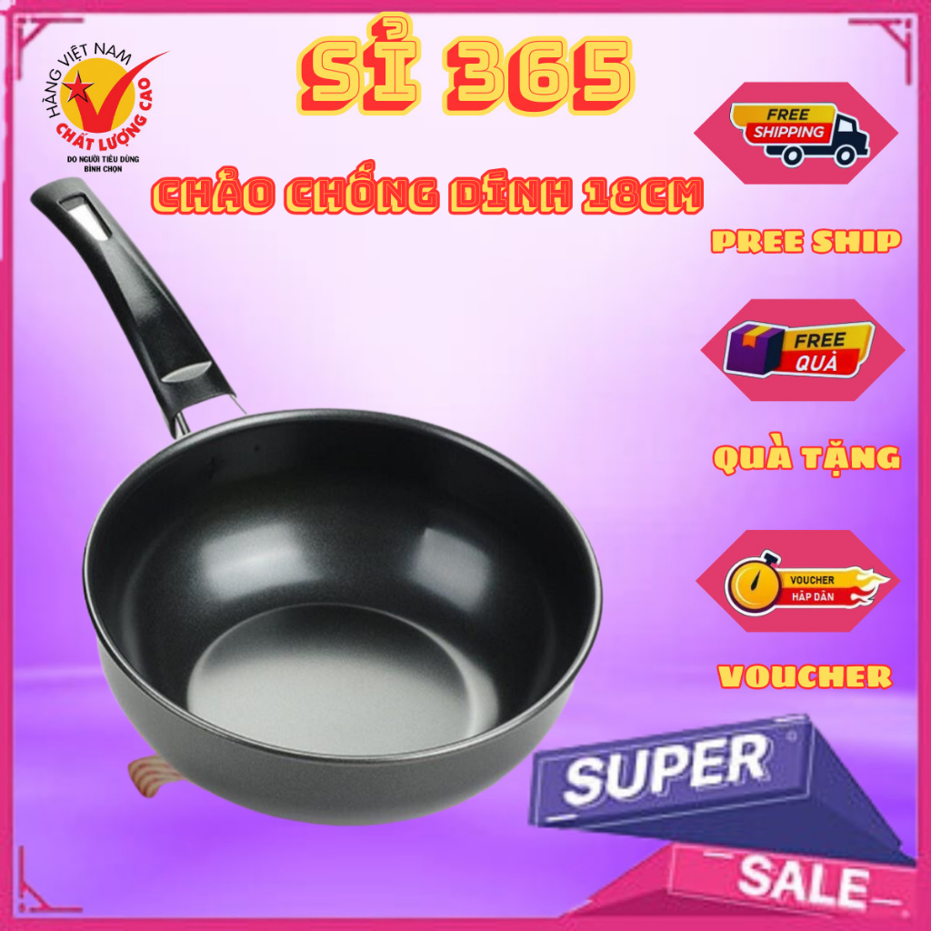 Chảo Chống Dính Sâu Lòng Size 18cm Siêu Bền Thích Hợp Với Mọi Loại Bếp