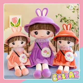 Gấu bông búp bê váy nhung đeo túi cho bé gái size 50cm - 70cm, quà tặng sinh nhật