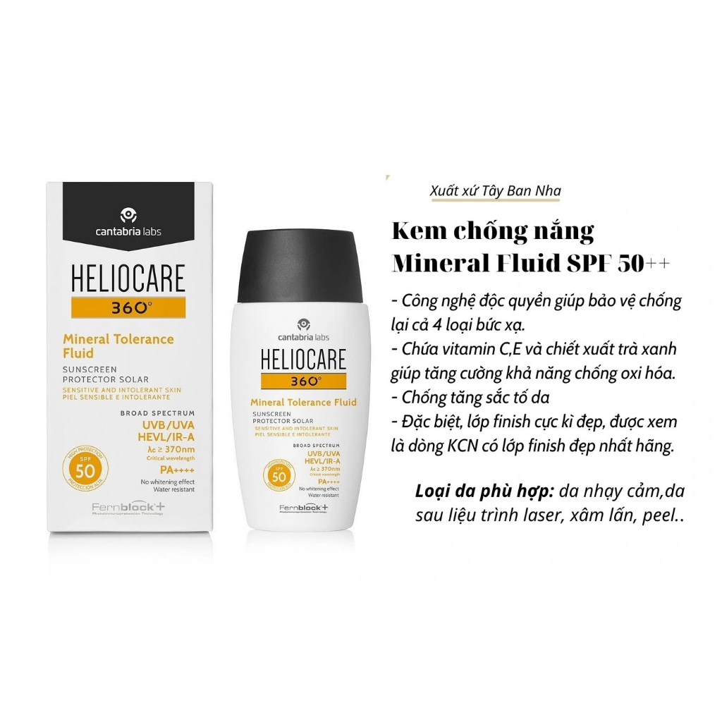 Kem chống nắng Heliocare dành cho da khô, dầu, mụn nhạy cảm, sạm nám, lão hóa 50ml
