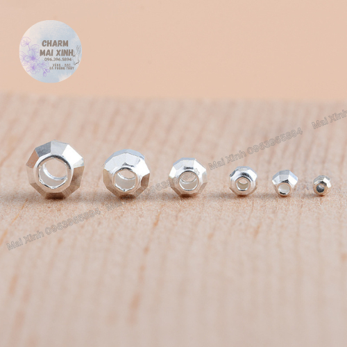 Bi Bạc Pha Lê - Màu Bạc Trắng 925 & Bạc Phủ Vàng - Charm Xâu Phối Vòng Tay Phong Thủy May Mắn Nam, Nữ