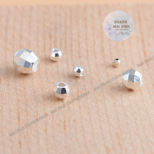 Bi Bạc Pha Lê - Màu Bạc Trắng 925 & Bạc Phủ Vàng - Charm Xâu Phối Vòng Tay Phong Thủy May Mắn Nam, Nữ