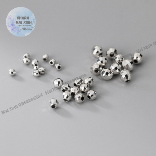 Bi Bạc Pha Lê - Màu Bạc Trắng 925 & Bạc Phủ Vàng - Charm Xâu Phối Vòng Tay Phong Thủy May Mắn Nam, Nữ