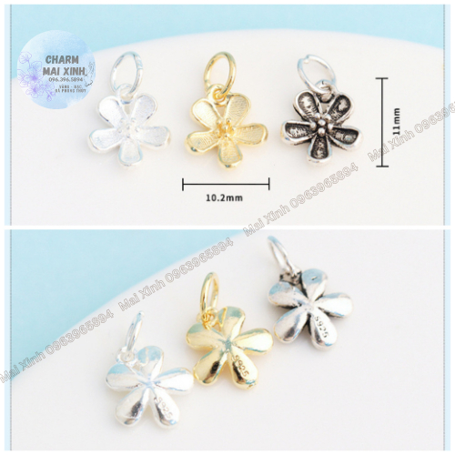 Hoa Dương Tử Kinh Treo - Bạc 925 - 3 Màu Sắc - Charm, Phụ Kiện Xâu, Mix Vòng Phong Thủy Nam, Nữ