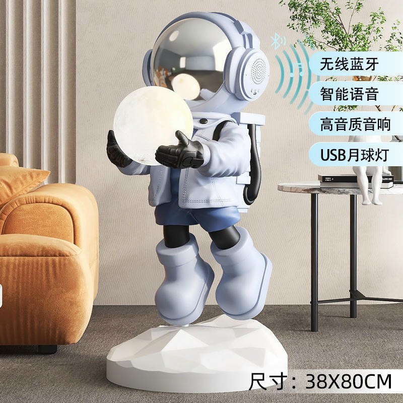 Tượng mô hình phi hành gia cao 80cm ôm đèn trang trí cực đẹp, siêu hot,quà tặng tân gia,khai trươ độc đáo và thời thượng