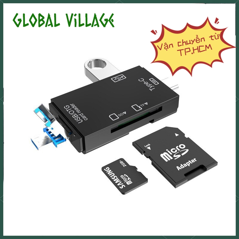 [Hàng có sẵn tại TPHCM ]OTG Đa chức năng 3 trong 1 3 Pin USB Loại C Đầu đọc thẻ nhớ Micro Máy ảnh Ổ USB Thẻ nhớ Micro SD