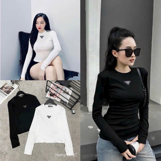 Áo thun tay dài thun lụa gắn logo tam giác BR - A1U