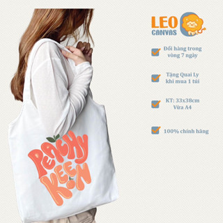 Túi Vải Thời Trang Túi Tote  Leo Canvas Đeo Vai Có Khoá Kéo Túi Quai Tròn Túi Quai Bầu Sinh Viên Học Sinh