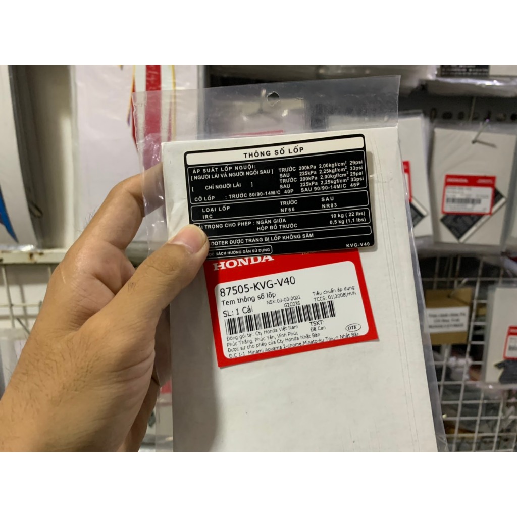 Tem Thông Số Lốp AB 07 , AB Fi zin honda