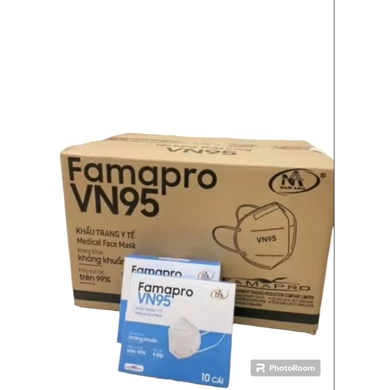 [Vn95(N95)] 1 thùng 50 hộp 500 cái khẩu trang N95 Famapro,4 lớp dầy mịn (10 cái/hộp)