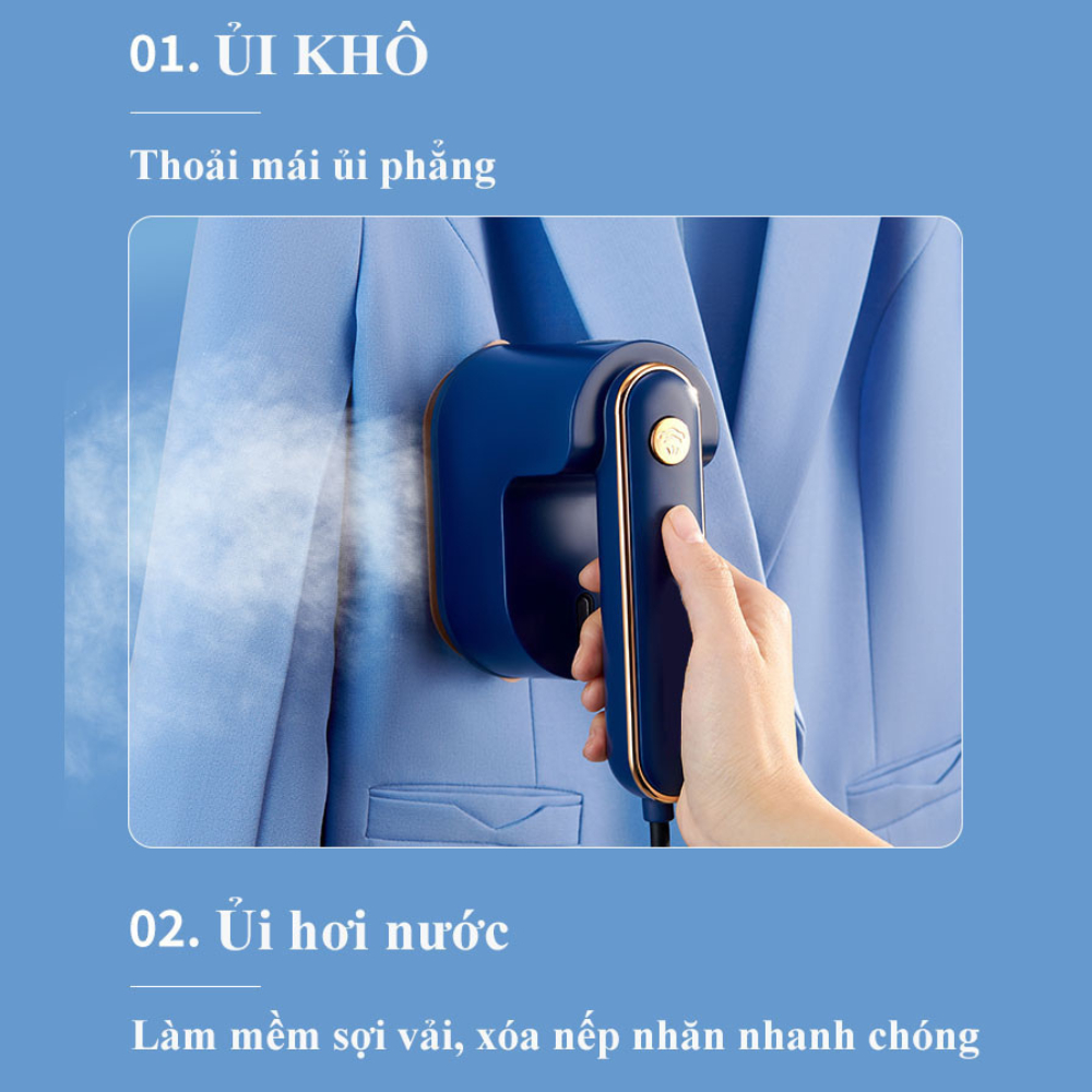 Bàn Là Hơi Nước MIni Cầm Tay 2 Trong 1 Ủi Khô Và Ủi Hơi Nước Nhỏ Gọn Bảo Vệ Quần Áo Công Suất 1200w ACIESTORE