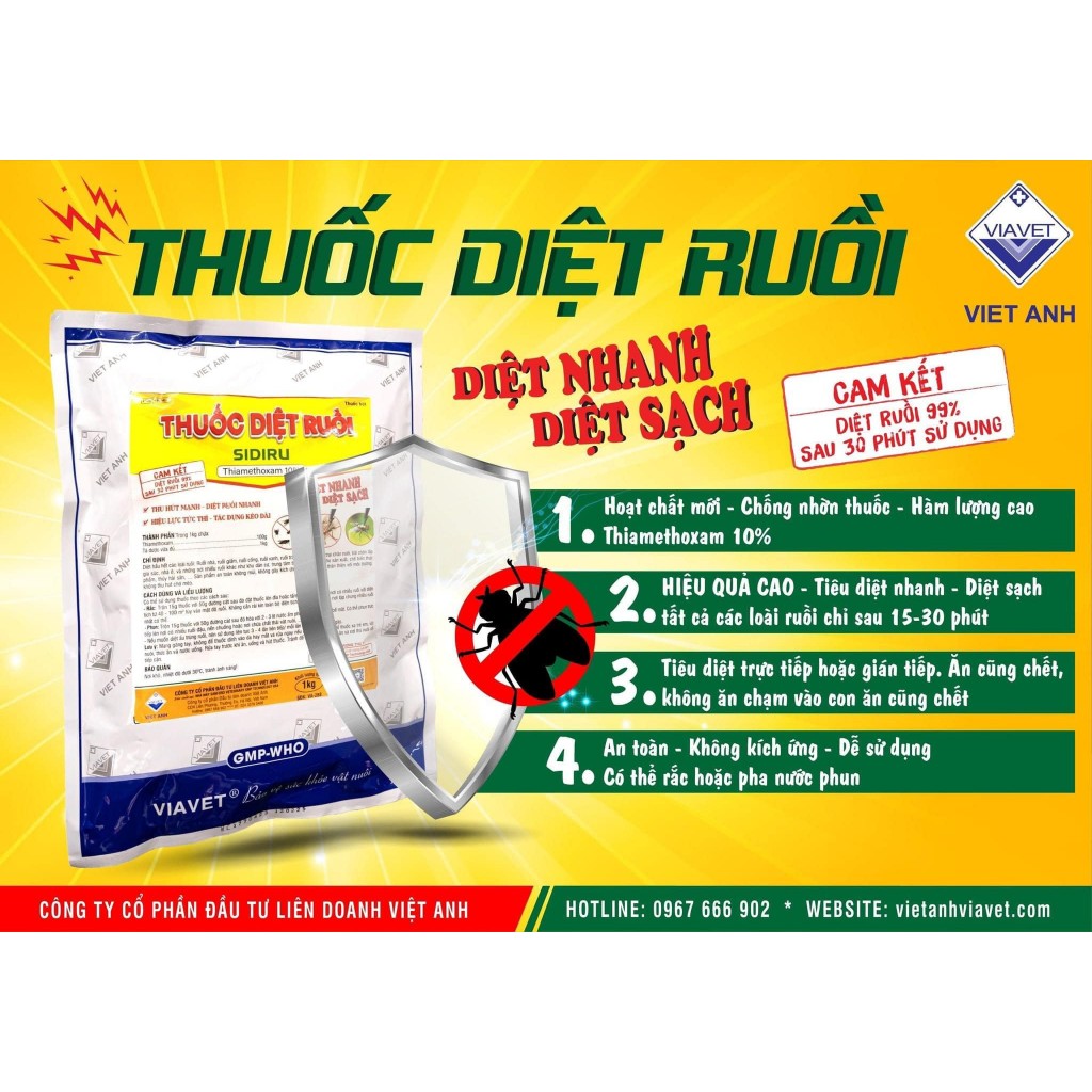 Diệt ruồi nhanh, hiệu quả tức thì THUỐC DIỆT RUỒI SIDIRU  cho ăn hoặc phun đều được