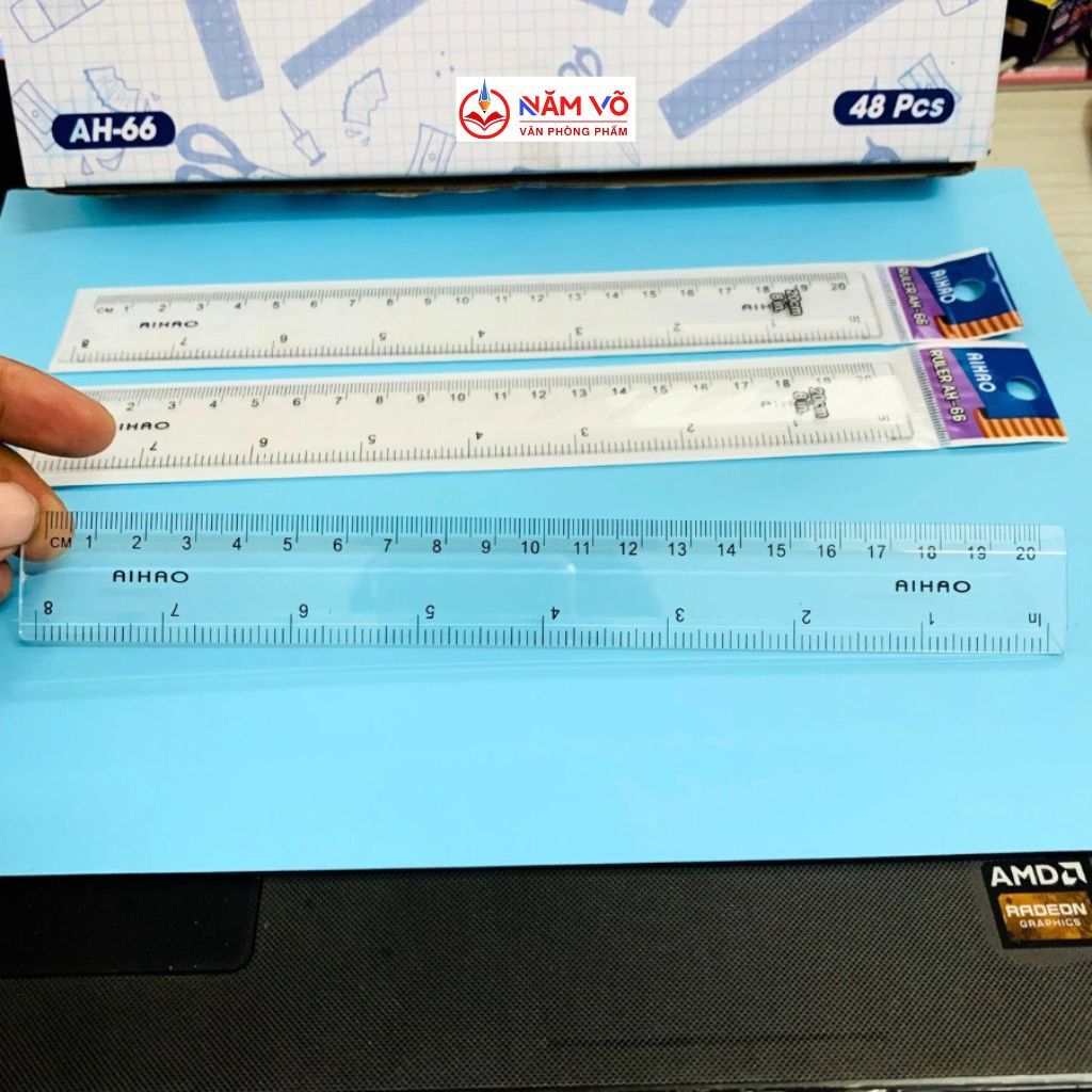 Combo 2 Cây Thước Nhựa Cứng Trong Suốt 20CM Aihao AH-66 chính hãng không bị phai số, xuống màu, chất lượng tốt