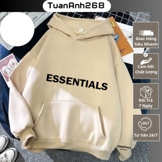 Áo Hoodie Essentials Mũ 2 Lớp Form Rộng Chất Nỉ Bông Dày, Ao Hoodie Nam Nữ Mũ Trùm