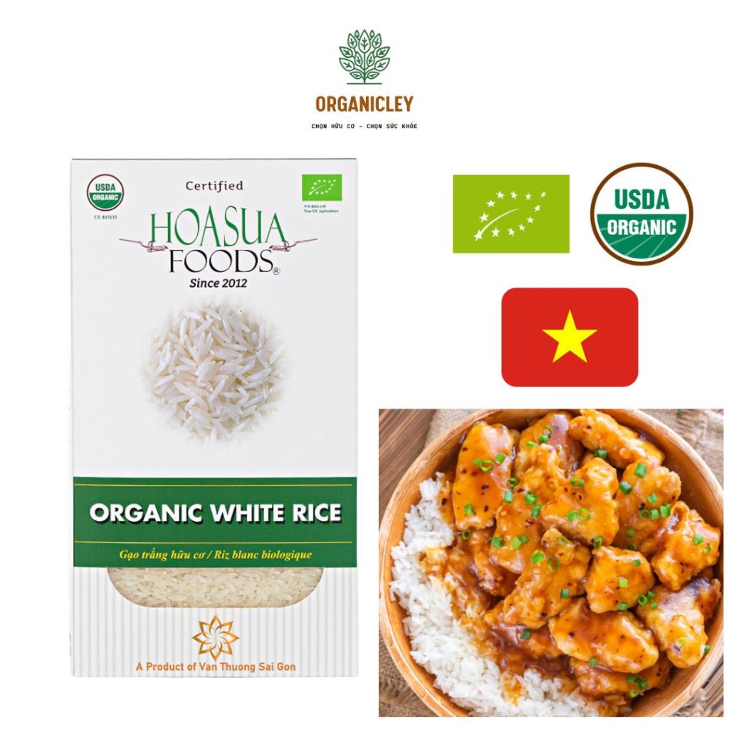 Gạo Trắng Hữu Cơ Jasmine Hoa Sữa 1kg - Gạo Hữu Cơ Cho Bé Ăn Dặm - Gạo Organic - Gạo Cho Bé Ăn Dặm - Organicley