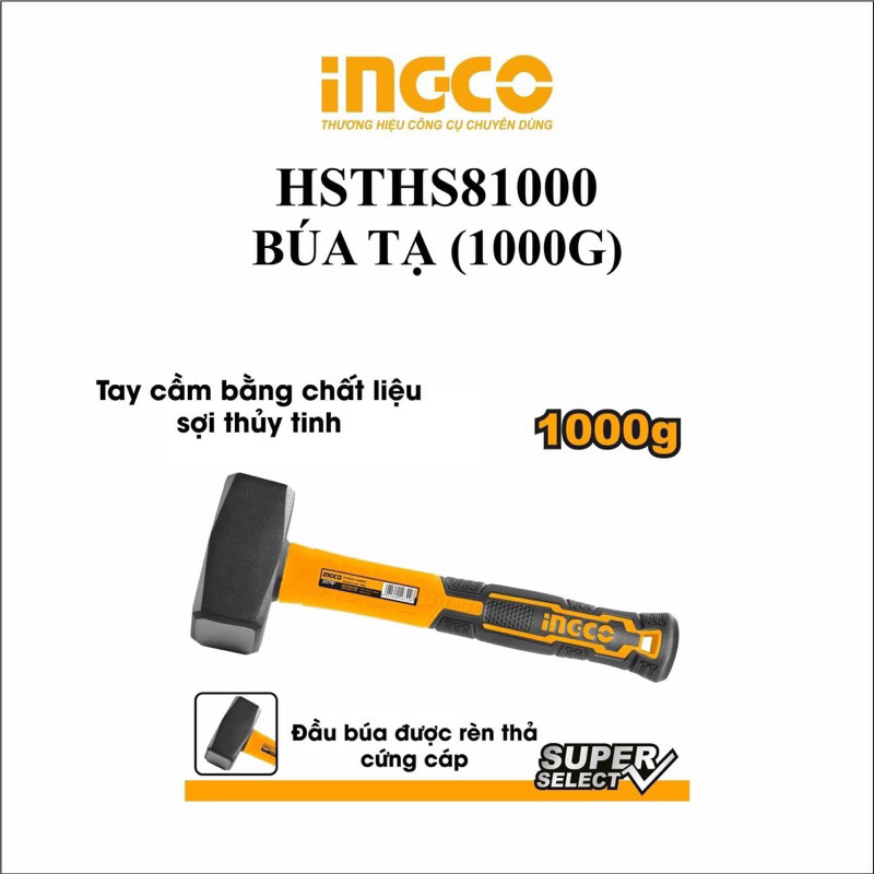 Búa tạ 1kg (dòng giá rẻ) INGCO HSTHS81000 (Chính hãng TPC)