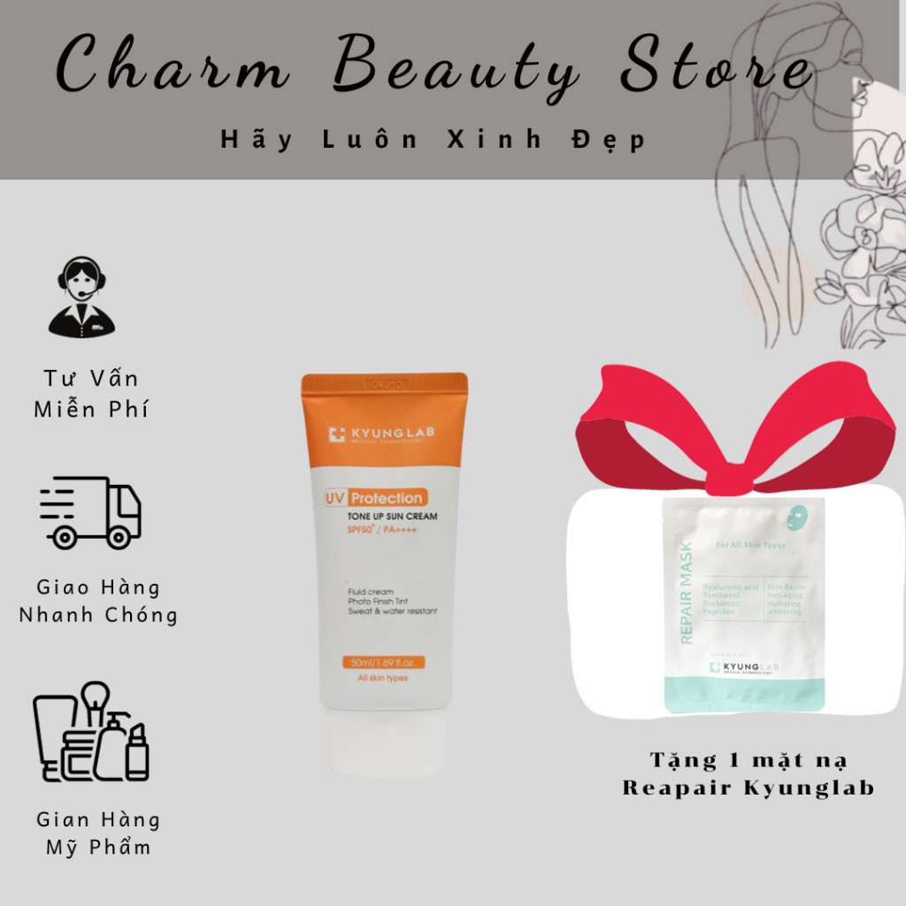Kem Chống Nắng Nâng Tone Kyunglab,Bảo Vệ 8h, SPF50+ PA+ ( Tặng 1 Miếng Nạ Xanh Kyunglab ) - Màu Cam