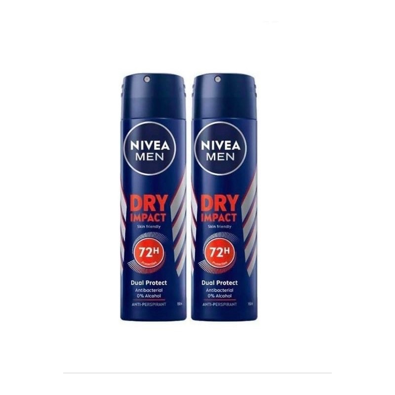 COMBO 2 chai xịt khử mùi toàn thân nivea MEN Dry impact 150ml-Thái LAN