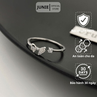 Nhẫn bạc junie, nhẫn freesize tạo hình chiếc nơ đính đá r-gita
