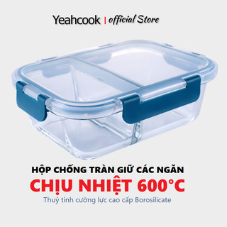 YEAHCOOK Hộp đựng thực phẩm chia ngăn chống tràn giữa các ngăn tiện ích khi phân loại thức ăn