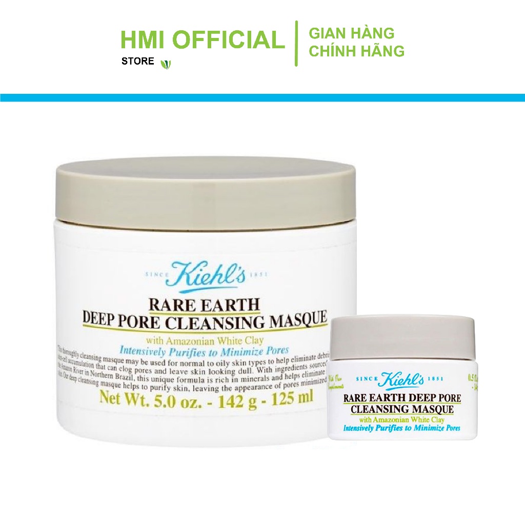 Mặt Nạ Đất Sét Kiehl's Rare Earth Deep Pore Cleansing Masque Làm Sạch Sâu Se Khít Lỗ Chân Lông, giảm mụn đầu đen