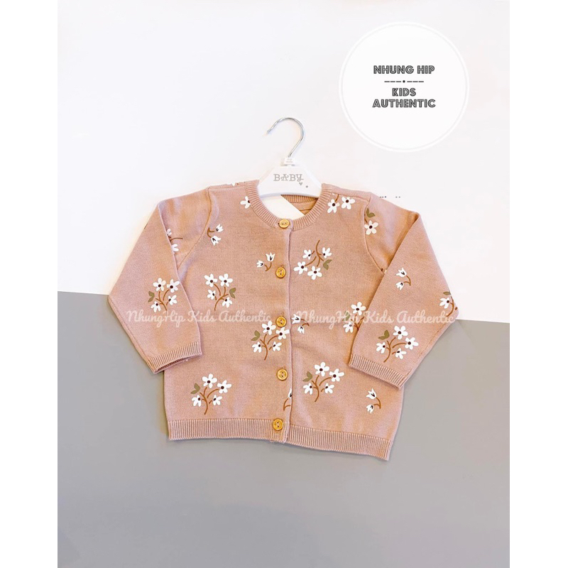 Áo len carigan hồng hoa nhí bé gái