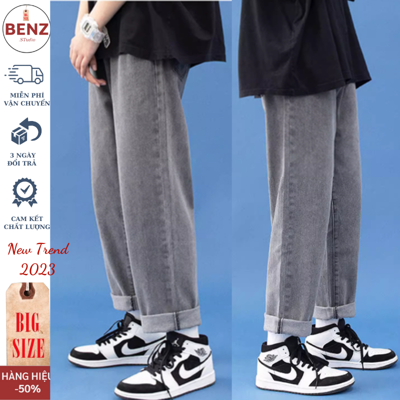 Quần baggy Nam ống rộng dáng suông cao cấp, quần jean nam phong cách Hàn quốc Benz hot trend