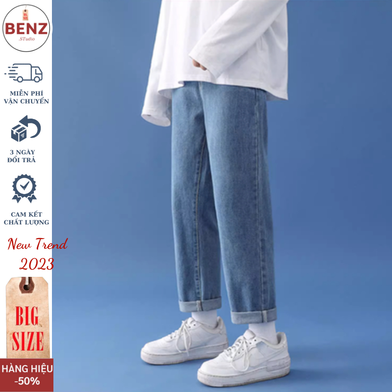Quần baggy Nam ống rộng dáng suông cao cấp, quần jean nam phong cách Hàn quốc Benz hot trend