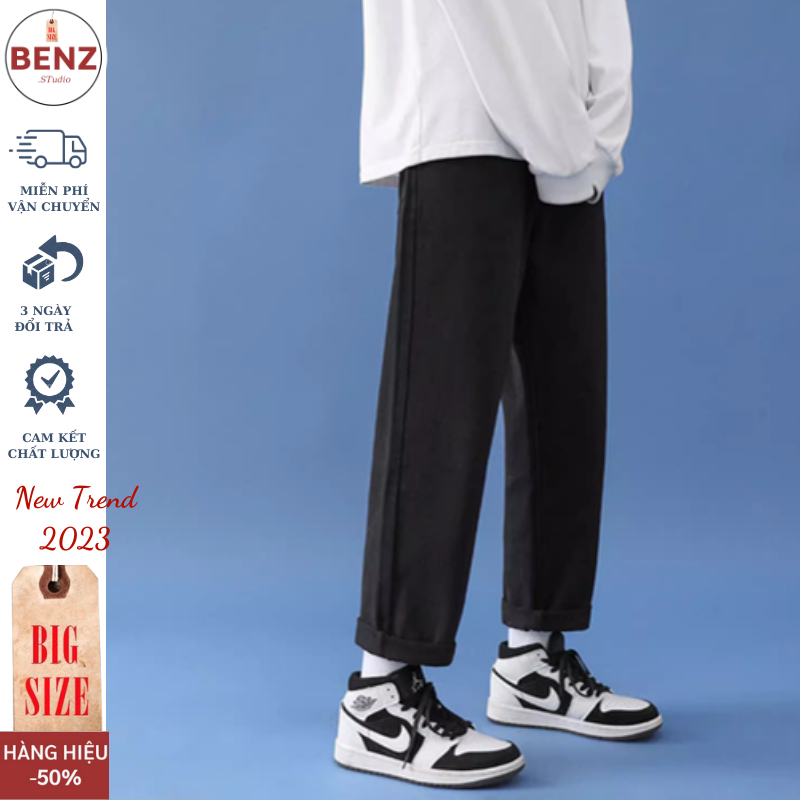 Quần baggy Nam ống rộng dáng suông cao cấp, quần jean nam phong cách Hàn quốc Benz hot trend