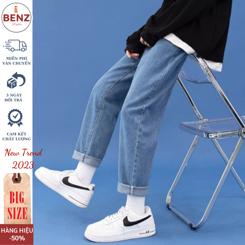 Quần baggy Nam ống rộng dáng suông cao cấp, quần jean nam phong cách Hàn quốc Benz hot trend