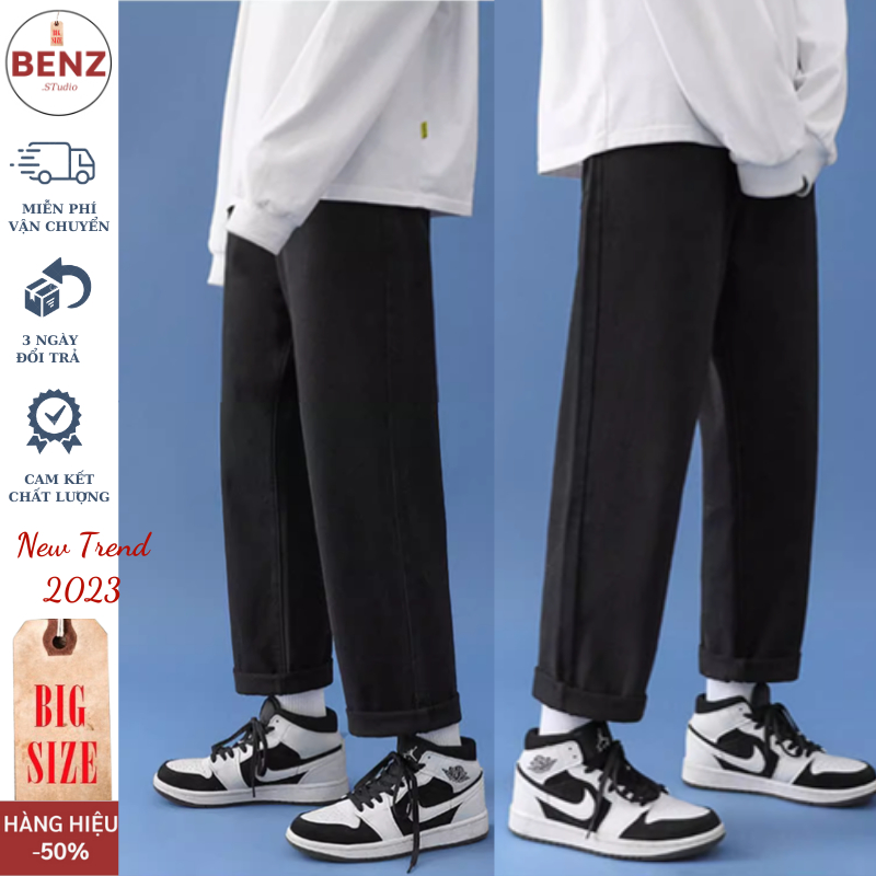 Quần baggy Nam ống rộng dáng suông cao cấp, quần jean nam phong cách Hàn quốc Benz hot trend