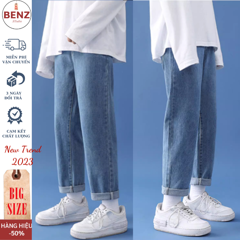 Quần baggy Nam ống rộng dáng suông cao cấp, quần jean nam phong cách Hàn quốc Benz hot trend