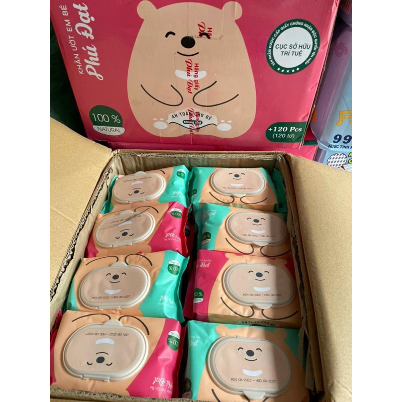 KHĂN ƯỚT GẤU Ú CAO CẤP HÀNG PHÚ ĐẠT 120 TỜ