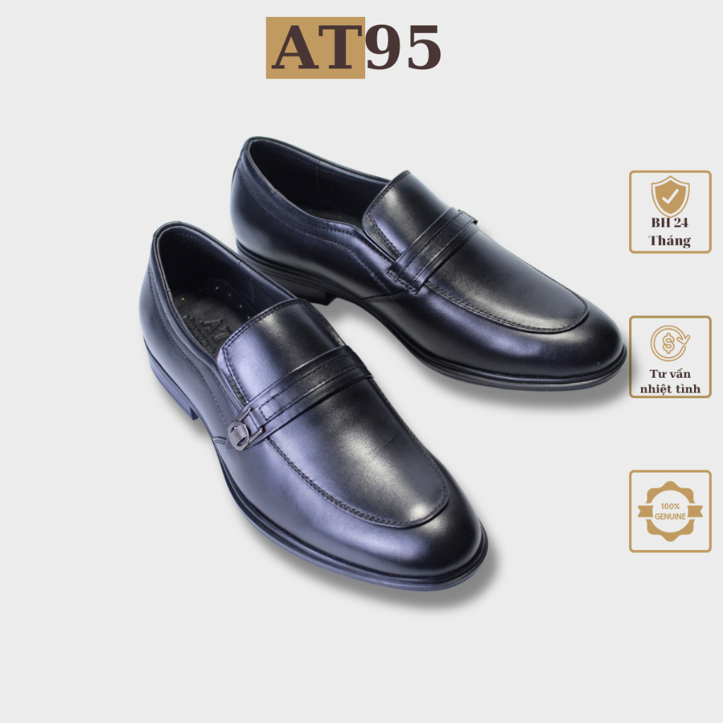 Giày tây da bò thật màu đen AT95 mã GT02