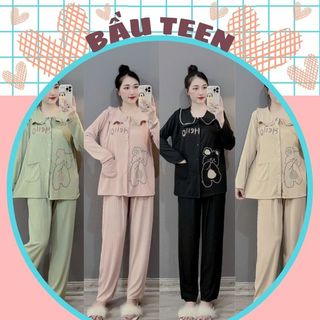 Bộ bầu và sau sinh chất thái dập ly đẹp h288 bộ đồ bầu mặc nhà có khía tuti cho bé