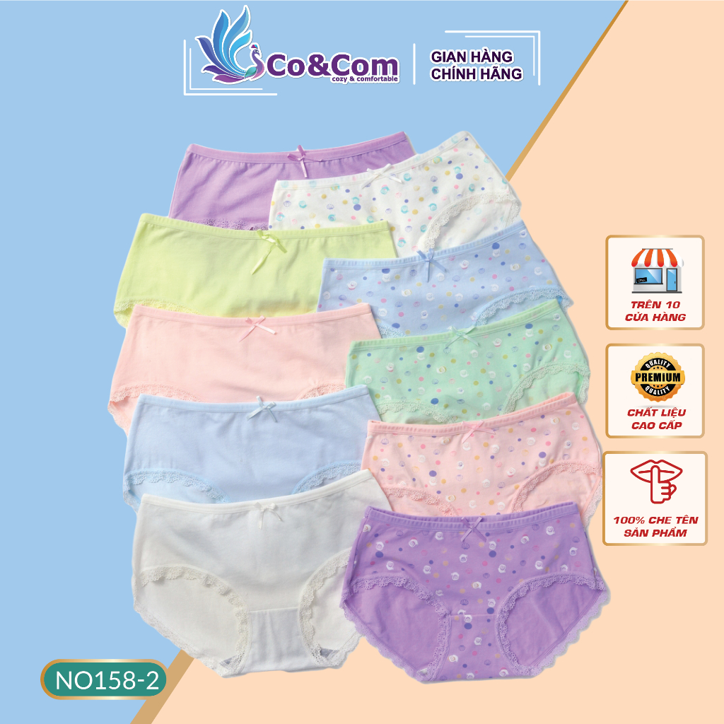 Quần Lót Bé Gái Size Lớn Set 2 Chiếc từ 28-55kg Cotton Siêu Thấm Hút Mềm Mại CoandCom NO158-1