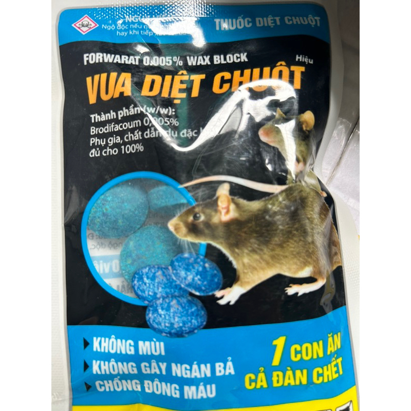 Chế phẩm chuột dạng viên, sinh học, an toàn cho người và vật nuôi 20v/gói
